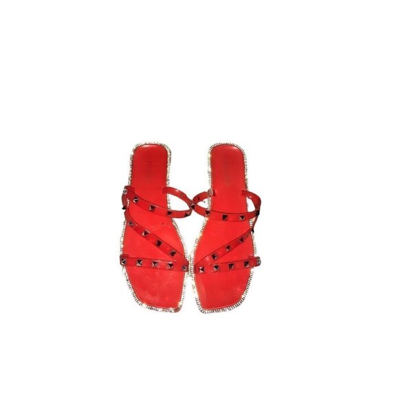 WOMEN’S Red Rhinestone Slides Size 8 1/2 - Picture 1 of 9